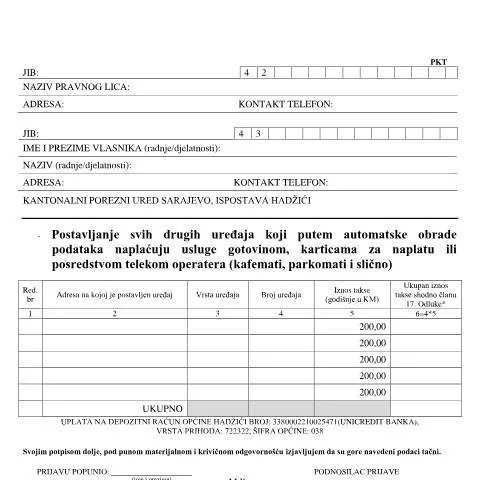 Document preview: Kako pravilno ispuniti obrazac PKT KS za Hadžiće — Porezi i fiskalnost (CERFA n°PKT KS)