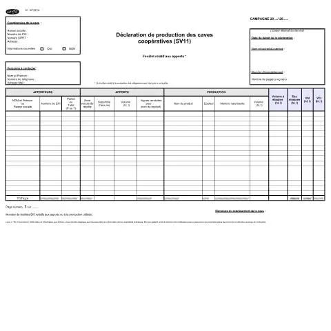 Aperçu du document SV11 : obligations déclaratives des caves coopératives viticoles — Démarches administratives (CERFA n°10733*04)