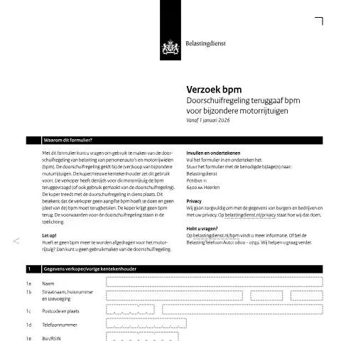 Documentvoorvertoning: Essentiële informatie over bpm voor bijzondere motorrijtuigen — Belastingen (CERFA n°bpm1131z3fol)