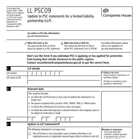 Document preview: Comprehensive Guide to LL PSC09 for LLPs — Government & admin