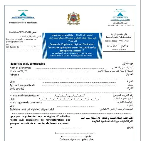 Aperçu du document Formaliser l'option pour le régime d'incitation fiscale en — Impôts & fiscalité (CERFA n°ADM300B-17I)