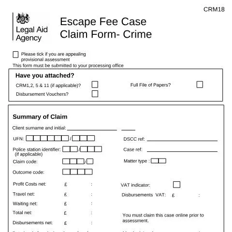 Document preview: Understanding CRM18 Escape Fee Claims for Criminal Defence Cases — Legal & justice