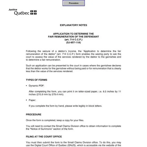 Document preview: Application for Fair Remuneration of the Defendant — Legal & justice (SJ-857-11A)