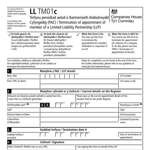 Document preview: Understanding the LL TM01c Form for LLP Member Termination — Business