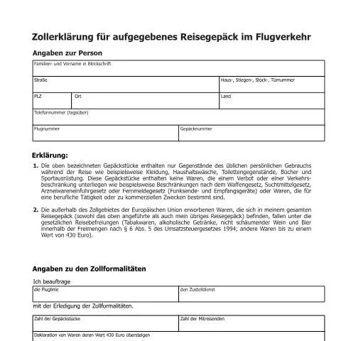 Dokumentvorschau: ZBefr3: Wichtige Informationen zur Zollerklärung für Ihr Gepäck — Behörden & Verwaltung (CERFA n°ZBefr3)