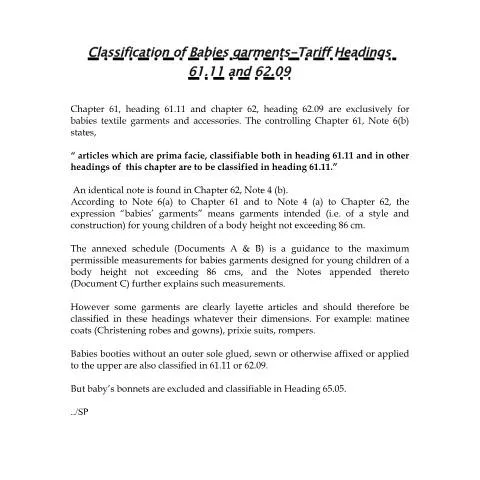 Document preview: Understanding the Classification of Babies' Garments — Government & admin (CERFA n°Babies)