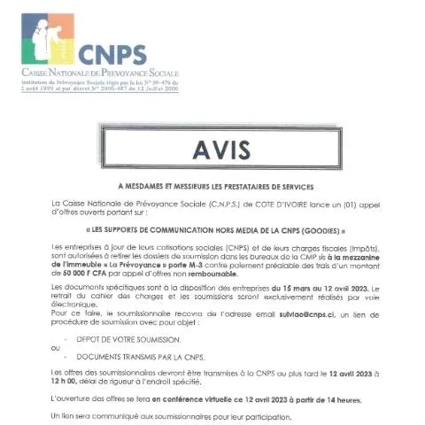 Aperçu du document Comprendre le formulaire CNPS-03 en Côte d'Ivoire — Démarches administratives