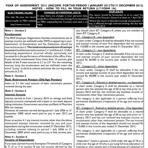 Document preview: Understanding the Individual Return 1A for Tax Filing — Government & admin (CERFA n°Form1ANotes2013)