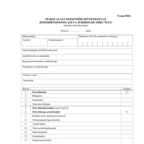 Document preview: Vorm MM: Tulu deklareerimine ja nõuanded — Maksud ja maksustamine (CERFA n°VORM M)