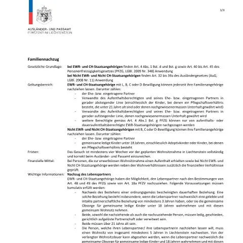 Dokumentvorschau: Der Weg zum Familiennachzug in Liechtenstein — Behörden & Verwaltung (CERFA n°checkliste-familiennachzug_1)