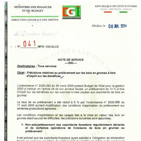 Aperçu du document Comprendre la note de service 0041 0001 sur la fiscalité forestière — Démarches administratives