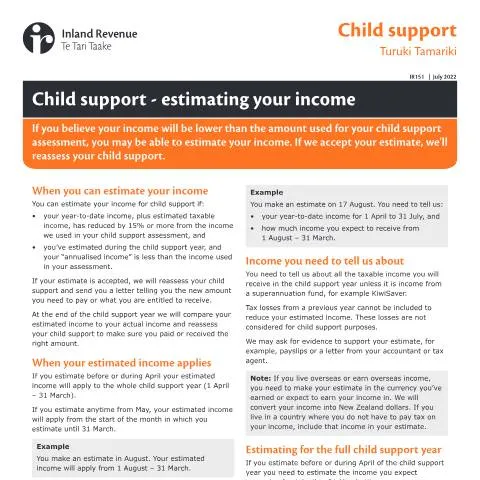 Document preview: Understanding the IR151 Form for Child Support — Family (CERFA n°IR151)