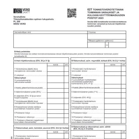 Document preview: Tonnistoverotettavan toiminnan varaukset ja poistot — Verot & verotus (CERFA n°Vero 3025)