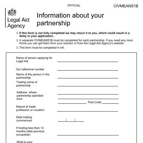 Document preview: Understanding the CIV MEANS 1B Form for Partnerships — Work & employment