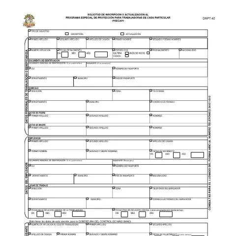 Vista previa del documento Formulario PRECAPI DRPT 63: Clave para Trabajadoras de Casa en — Trámites administrativos (CERFA n°DRPT-63)