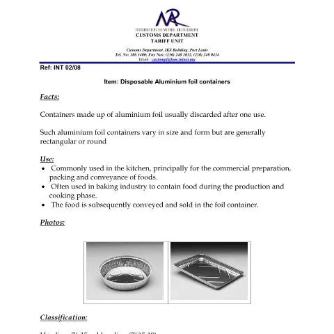 Document preview: Essential Guide to Disposable Aluminium Foil Containers Classification — Government & admin (AluminiumFoil)