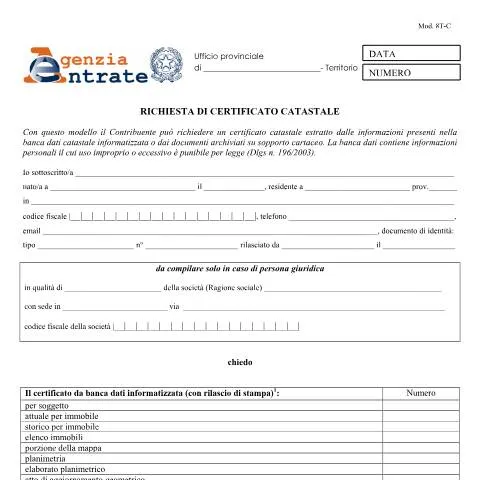 Anteprima documento Guida alla richiesta del Certificato Catastale in Italia — Immobili e fondiario