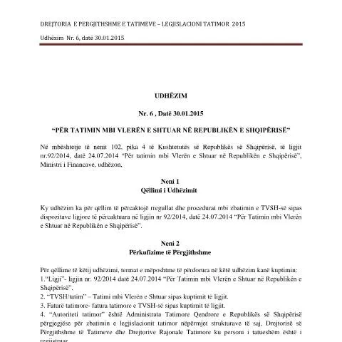 Document preview: Rëndësia e Legjislacionit Tatimor 2015 në Shqipëri — Tatime & fiskalitet