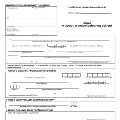 Document preview: Sve što trebate znati o obrascu IzborDr — Zdravlje (CERFA n°IzborDr)