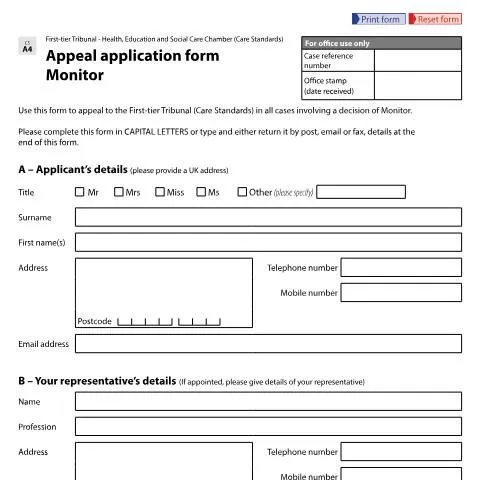 Document preview: Understanding Form CS A4 for Appeal Applications — Legal & justice