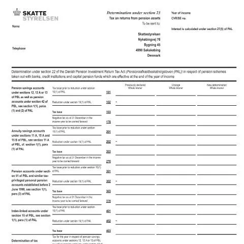Document preview: Sådan korrigeres pensionsafkast under section 22 i PAL — Skatter & skat (CERFA n°07.082K)