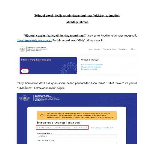 Document preview: Hüquqi şəxsin fəaliyyətini onlayn dayandırma prosesi — Vergilər & maliyyə