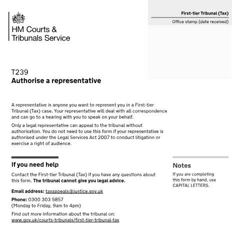 Document preview: How to Authorise Non-Legal Representation in Tax Tribunals — Taxes