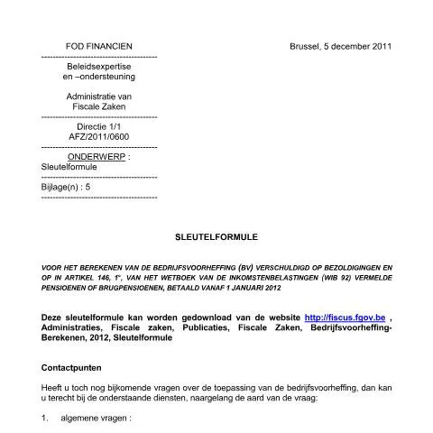 Aperçu du document Comprendre la Sleutelformule depuis 2012 pour éviter les erreurs — Impôts & fiscalité (CERFA n°Sleutelformule 2012)
