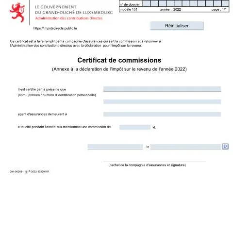 Aperçu du document Comprendre le Certificat de Commissions Allouées aux Agents — Démarches administratives (CERFA n°151)