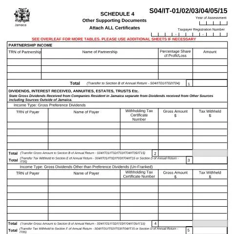 Document preview: Understanding Income Tax Schedule 4 for Jamaica — Taxes (CERFA n°Schedule_4_032021)