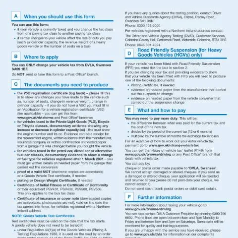 Document preview: How to Apply for Vehicle Tax Class Changes Using Form V70 — Vehicle & driving