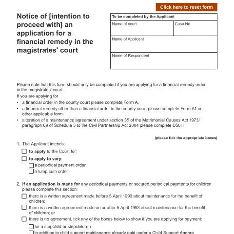 Document preview: Guide to Form A2 for Financial Remedy Applications — Legal & justice