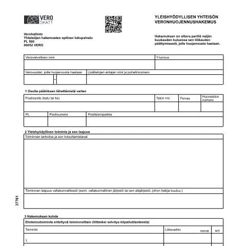 Document preview: Miksi Yleishyödyllisen yhteisön veronhuojennushakemus (3776) on — Hallinnolliset asiat (CERFA n°Vero 3776)