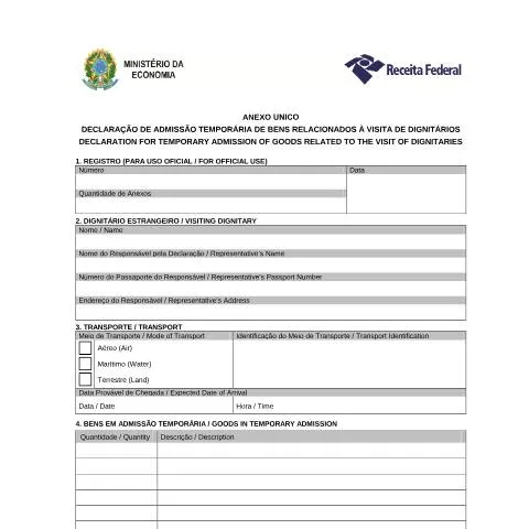 Pré-visualização do documento Importância da Declaração de Admissão Temporária de Bens no Brasil — Trâmites administrativos