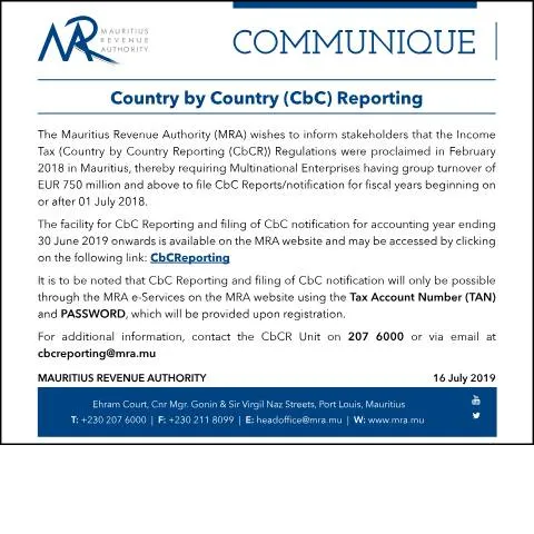 Document preview: Understanding CbC Reporting in the Mauritian Economic Landscape — Government & admin (CBCR160719)