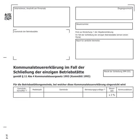 Dokumentvorschau: Die Bedeutung der KommSt2 bei der Schließung einer Betriebsstätte — Steuern (CERFA n°KommSt2)