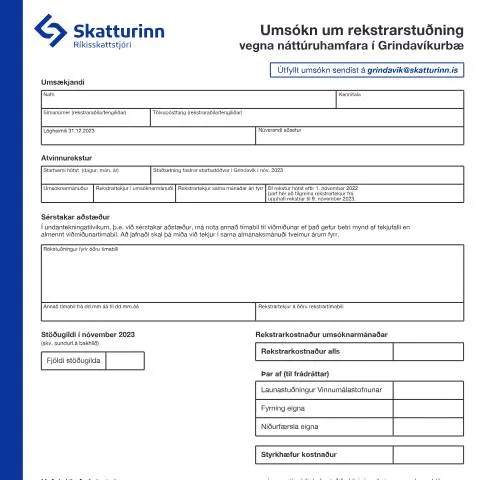 Document preview: Umsókn um rekstrarstuðning vegna náttúruhamfara — Stjórnsýsla (CERFA n°RSK 25.01)