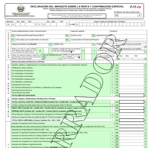 Vista previa del documento Formulario F-11v18: Declaración y Solicitud de Devolución — Impuestos (CERFA n°F-11-V18)