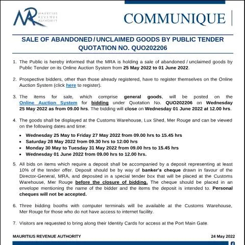 Document preview: Understanding the Sale of Unclaimed Goods - QUO202206 — Government & admin (CommuniqueQUO202206)