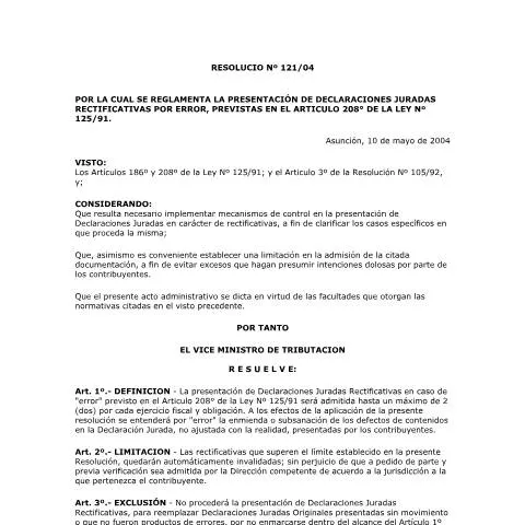 Vista previa del documento Regulación de declaraciones juradas rectificativas en Paraguay — Trámites administrativos