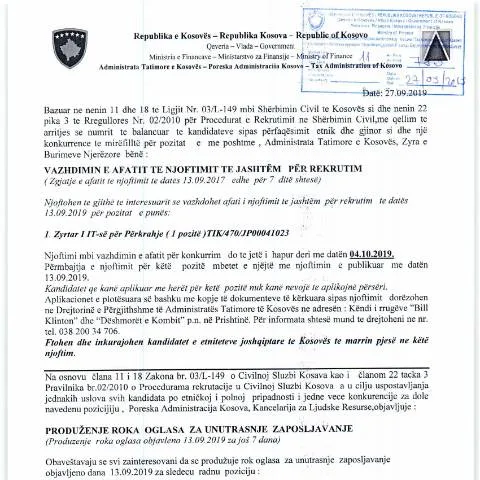 Document preview: Rëndësia e vazhdimit të njoftimit të rekrutimit në Kosovë — Punë & punësim