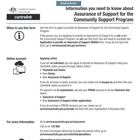 Document preview: Understanding the Assurance of Support in Australia's Migration — Benefits & social aid (CERFA n°SU714)
