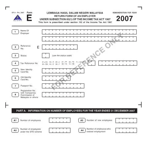 Document preview: Panduan Lengkap Pengisian Borang E 2007 untuk Majikan — Cukai & percukaian