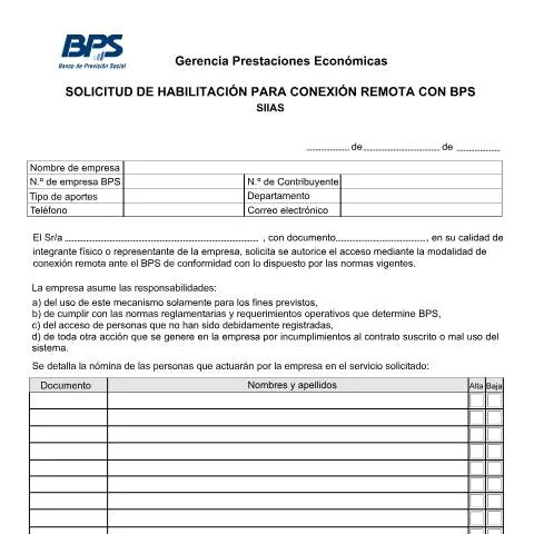Vista previa del documento Entiende la Solicitud de Perfiles SIIAS del BPS — Trámites administrativos