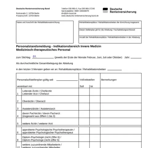 Dokumentvorschau: Personalstandsmeldung für Innere Medizin — Personenstand & Ausweis (G7618)