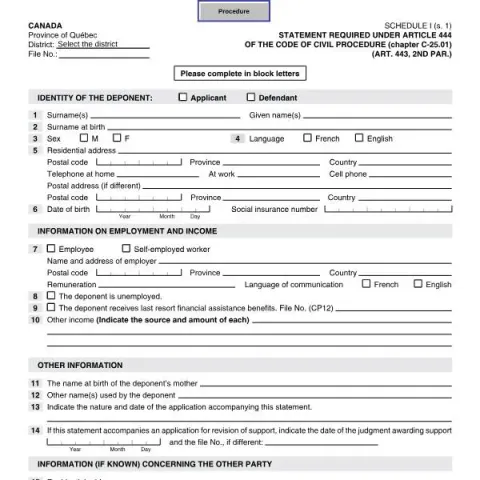 Document preview: Understanding the Support Statement in Québec Civil Procedure — Legal & justice