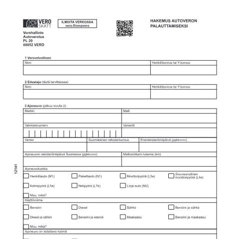Document preview: Miksi hakemus autoveron palauttamiseksi (1214) on tärkeä? — Verot & verotus (CERFA n°Vero 1214)
