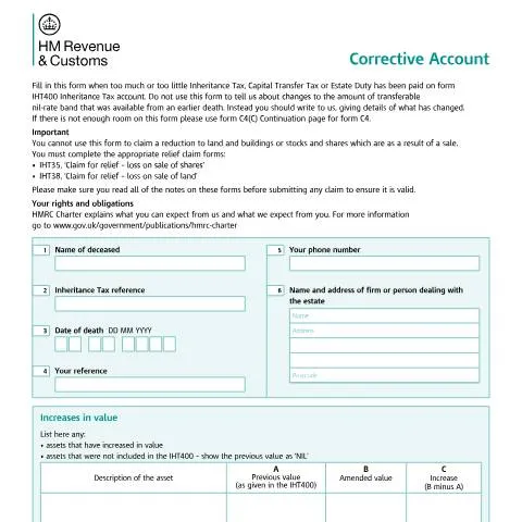 Document preview: Understanding C4 Corrective Accounts for Inheritance Tax Adjustments — Taxes