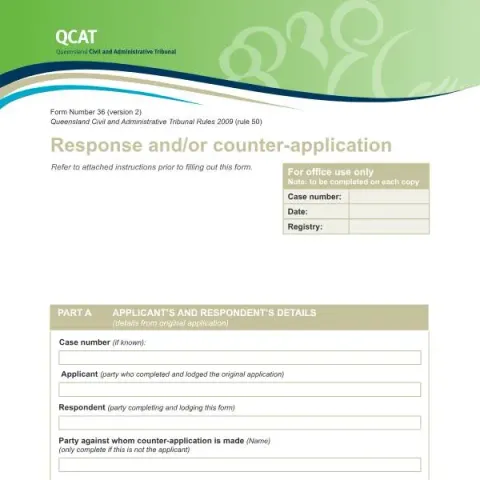 Document preview: Guide to Completing the Queensland Civil and Administrative Tribunal — Legal & justice (Form Number 36 (version 2))