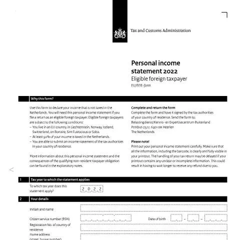 Documentvoorvertoning: Belang van de Inkomensverklaring 2022 voor Buitenlandse — Belastingen (CERFA n°ib0591z21foleng)